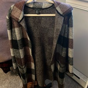 Plaid longline sweater